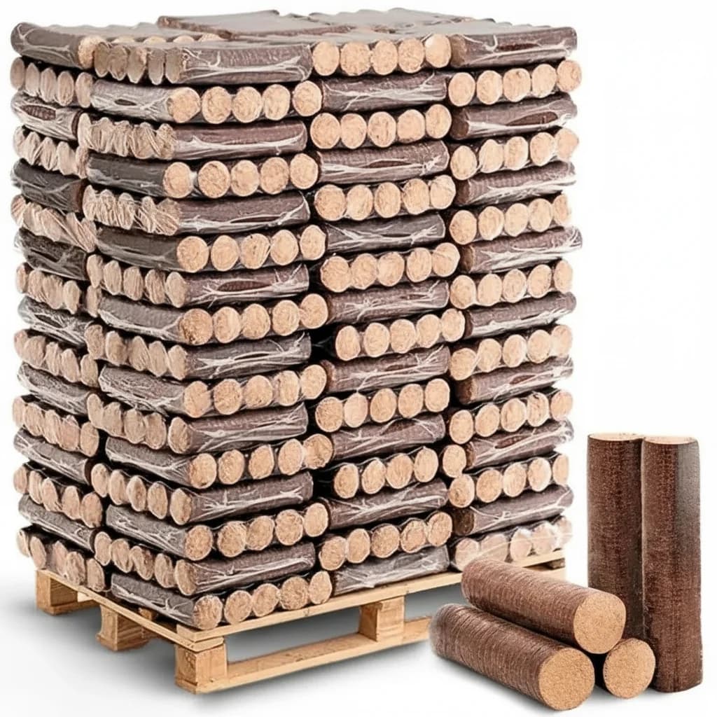 holz4home Hartholzbriketts 960 kg Palette – Premium Holzbriketts mit langer Brenndauer