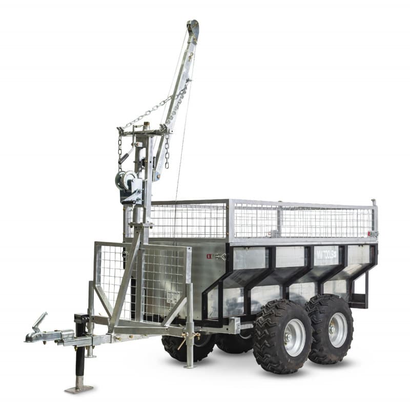 Remorque benne galvanisée avec grue MW-Tools AHR1000GK - 1000 kg