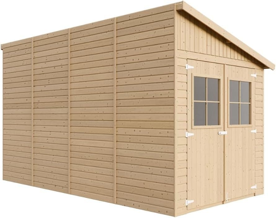 Holzgartenhaus 8 m² mit Doppeltürfenstern und wasserdichtem Dach