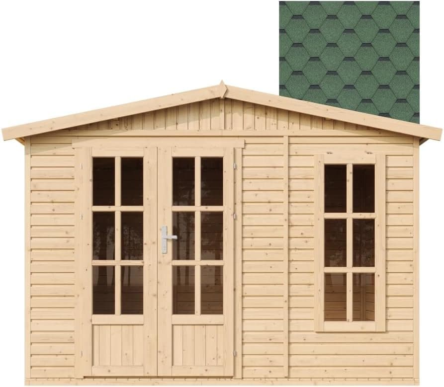 Holzgartenhaus 6 m² mit Boden und schwarzen Schindeln