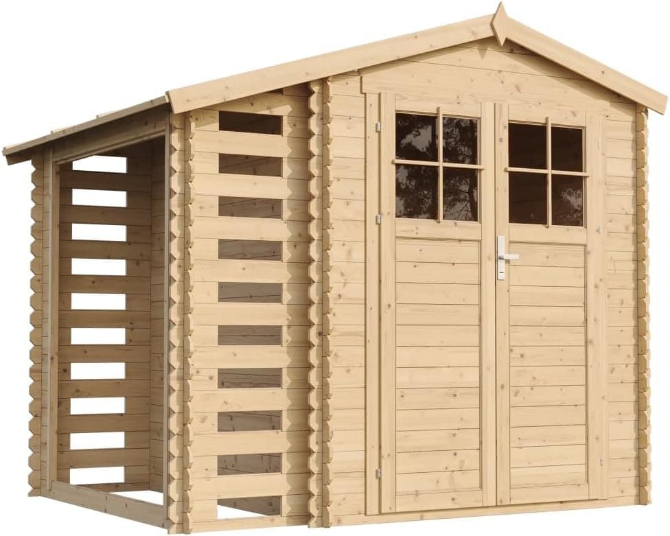 Gartenhaus aus Holz mit Holzschuppen und behandeltem Boden, 4,47 m², Doppeltüren und Fenster