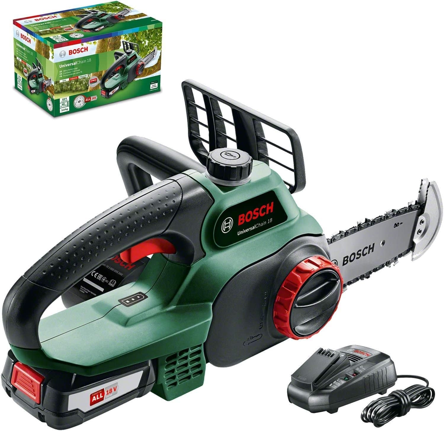 36 V Akku-Kettensäge 35 cm Führung mit Akku und Ladegerät