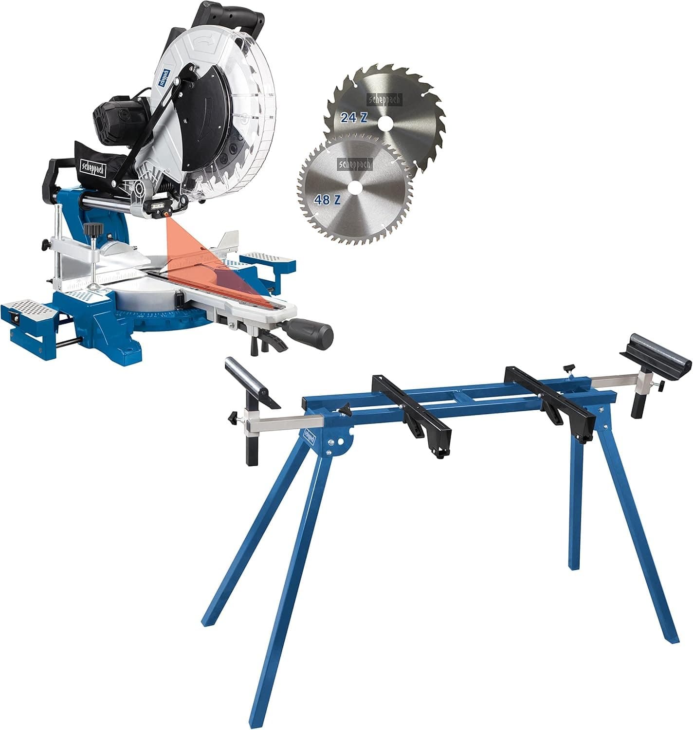 Radialgehrungssäge 305 mm 2000 W Doppelneigung mit Ständer inklusive