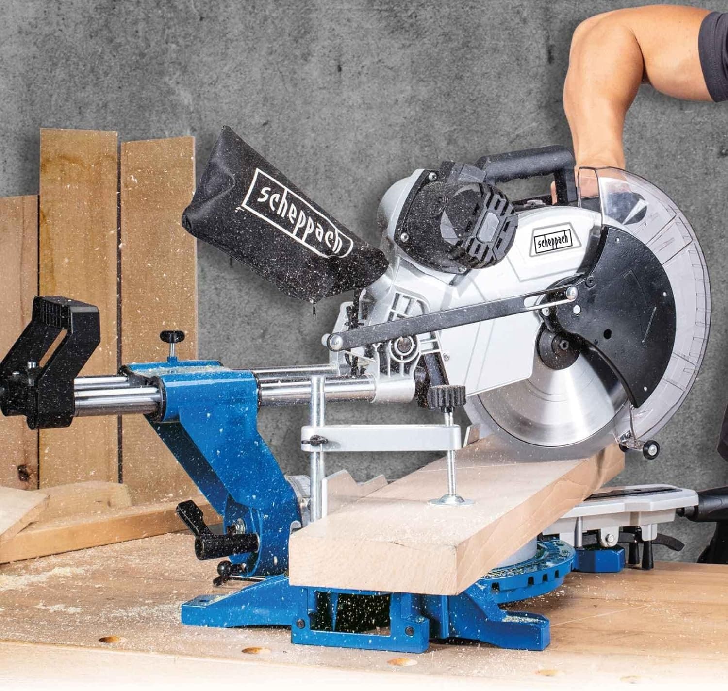 Radialgehrungssäge 2000 W Sägeblatt 305 mm schneidet 330×105 mm Doppelneigungstisch -45/+45 Laser