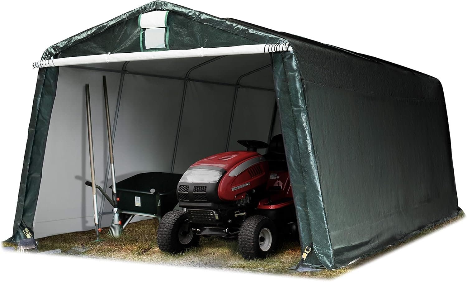 Garagenzelt 2,4×3,6 m PE-Plane 450 N wasserdichter Stahlrahmen UV-Schutz grün