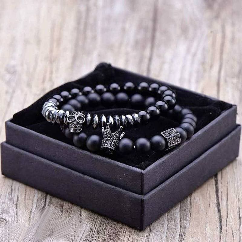 Bracelet Men Accessories Matte Oxyn Stone Beads Pulseira masculina