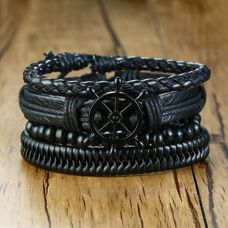 Mix 4Pcs/ Set Braided Wrap Leather Bracelets for Men BL-541B