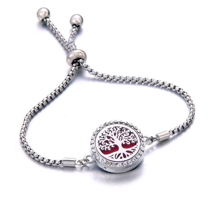 Tree of Life 316L Stainless Steel Diffuser Bracelet - Aromatherapy Jewelry for Essential Oils B225-8