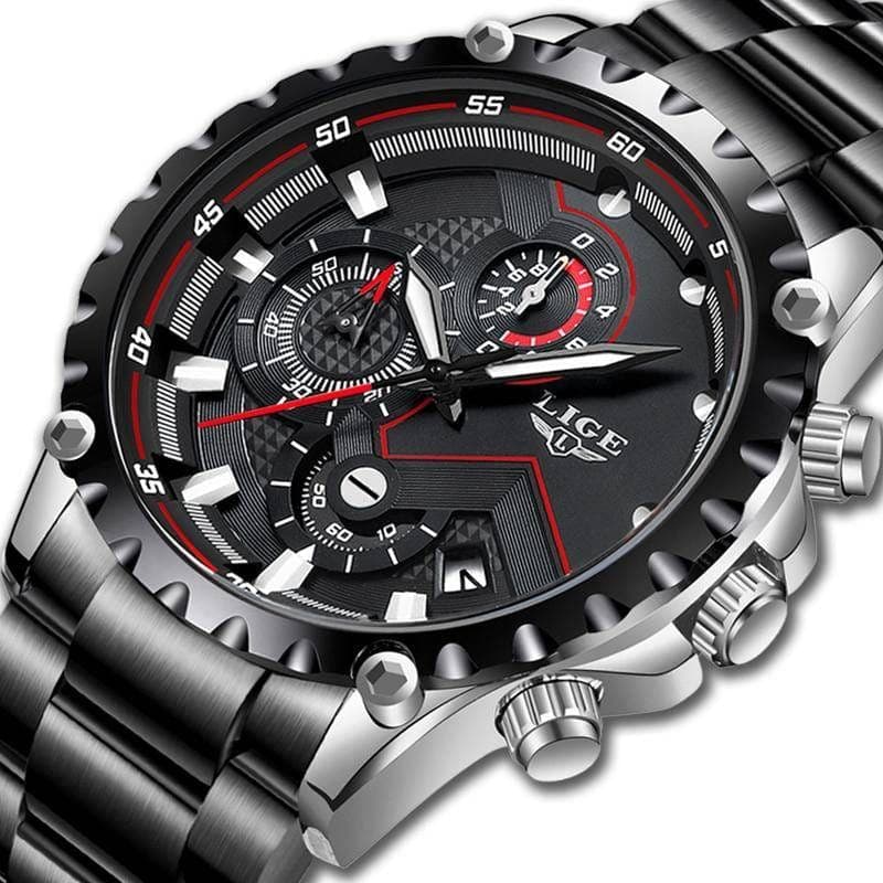 LIGE 9821 Casual Quartz Watch Rose Gold Black S