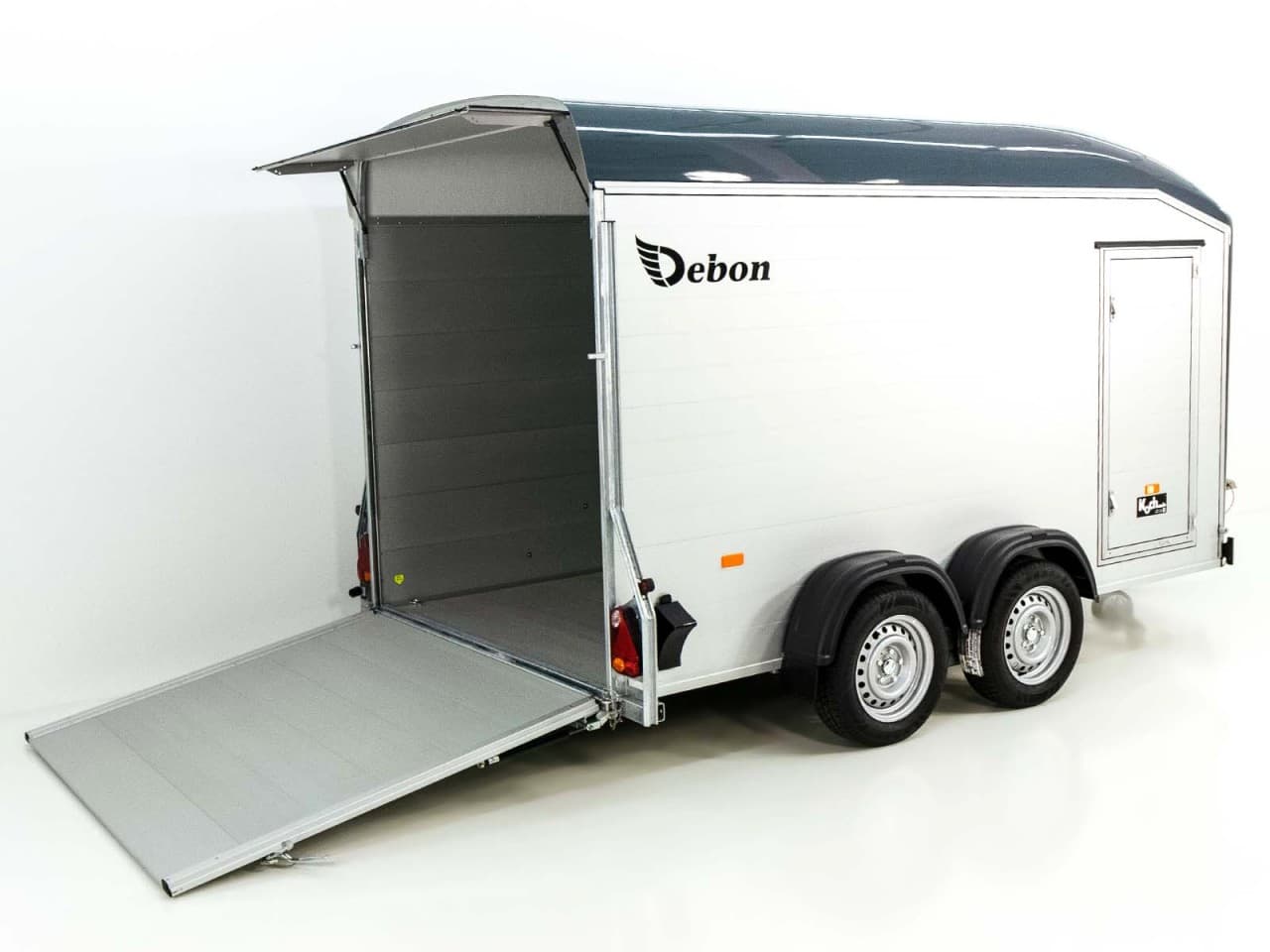 Debon Kofferanhänger Roadster C700 179 x 378 cm Höhe 201 cm 2,6t, Alu, Polybug, Tür, grau