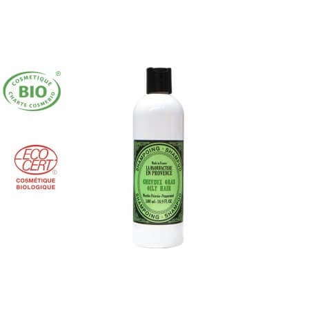 Shampoing Bio à la menthe poivrée pour cheveux Gras La manufacture en provence 500ml