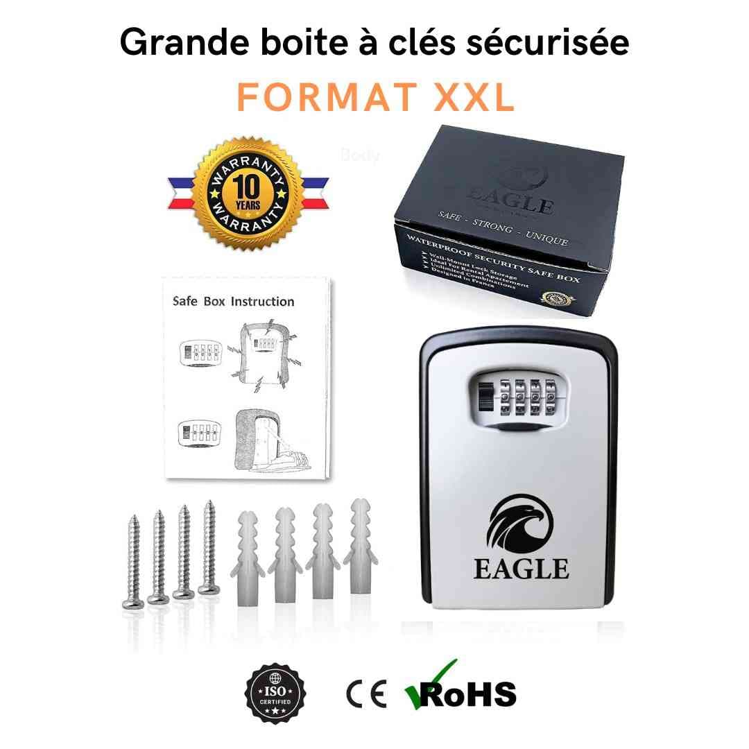 Boîte à clés grande taille avec code - Large capacité - Format XXL - Jusqu'à 15 clefs - Certifiée CE