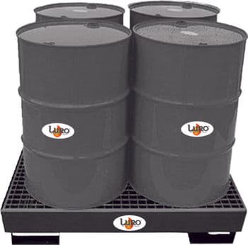 Bac de rétention en acier pour 4 fûts Luro 90133, grille caillebotis, 1325x1325x240mm