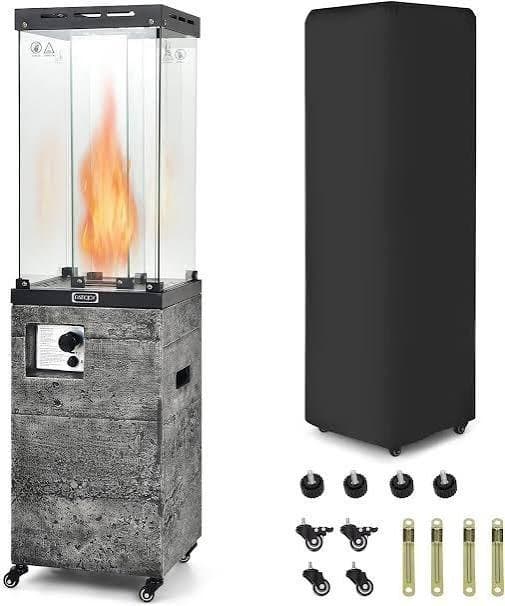 Chauffage flamme effet pierre — Housse et roulettes incluses