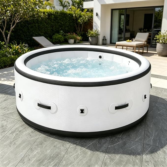 Spa Gonflable, PVC Étanche, avec 150 Buses d'air, Massage à Bulles, Alimenté par Un Système de Drainage PTC. Prend en Charge Le Chauffage en Circulati