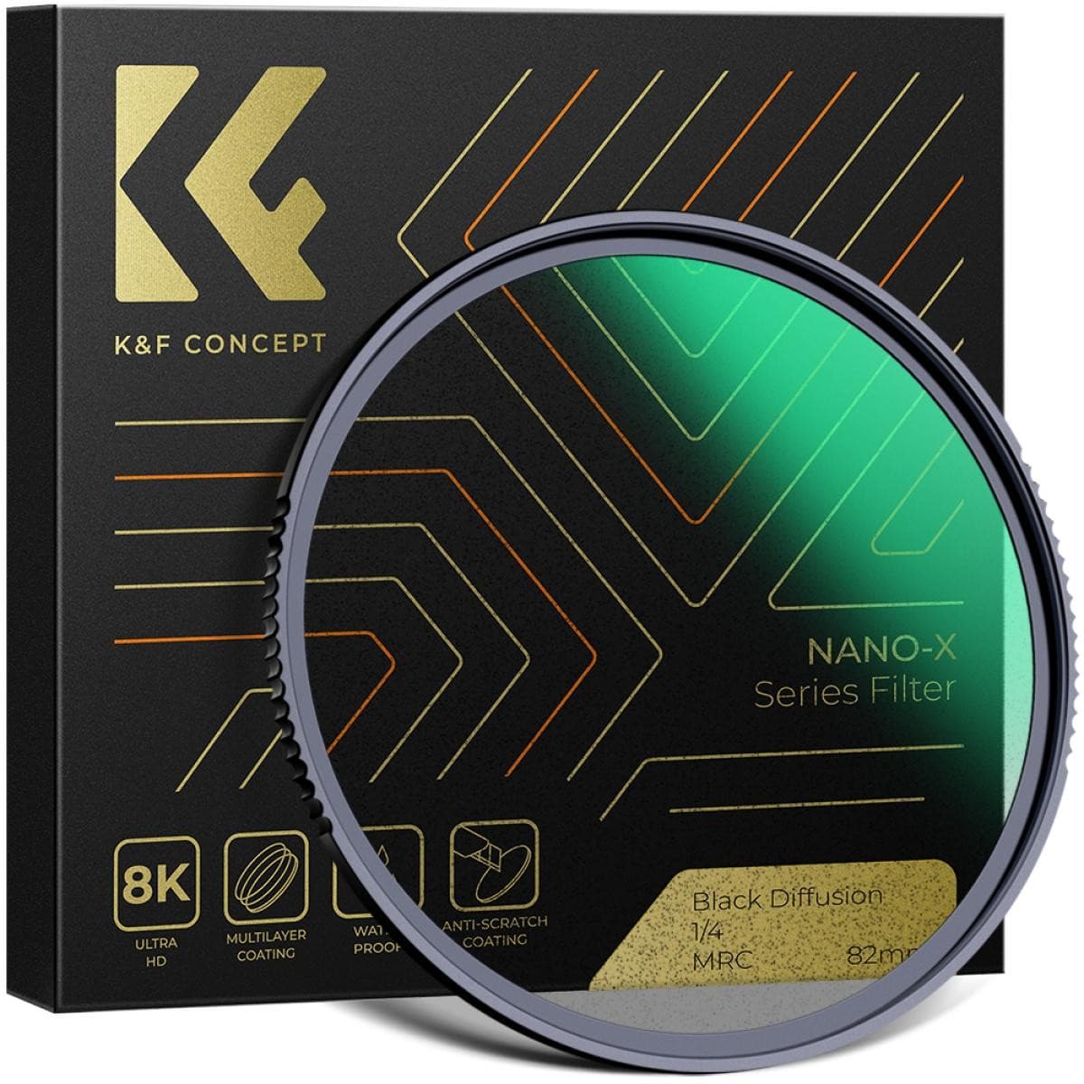 K&F 95MM Nano-X Black Mist Filter 1/4, HD, Waterproof, Anti Scratch, Green Coated