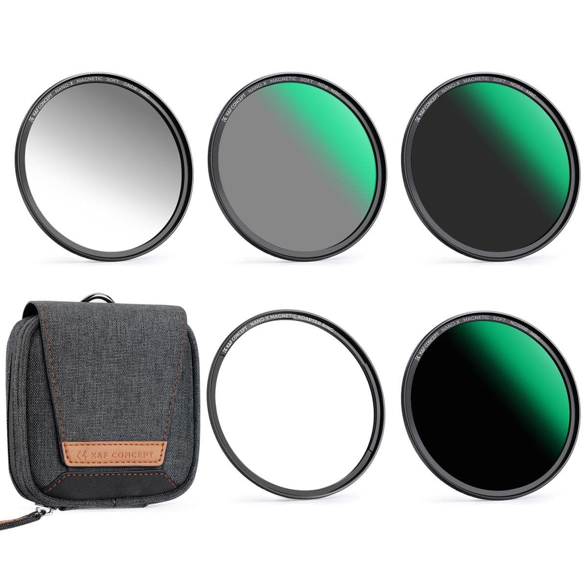 K&F 58MM, Magnetic 5pcs Filter Kit,GND8+ND8+ND64+ND1000+Magnetic Adapter Ring