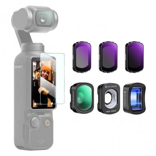 K&F 6pcs Filter Kit DJI Osmo Pocket 3 (Anamorphic, Macro, wideangle +ND8+ND32+ND128)