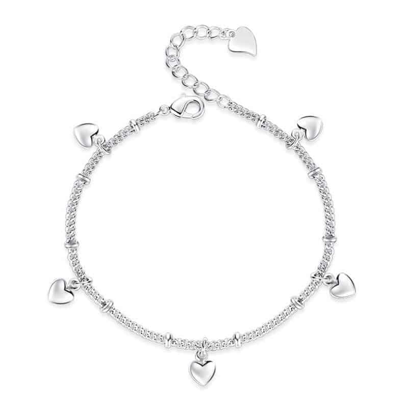 Bracelet 5 coeurs breloques