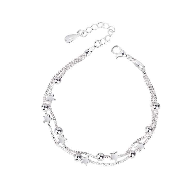 Bracelet étoiles et perles double chaîne