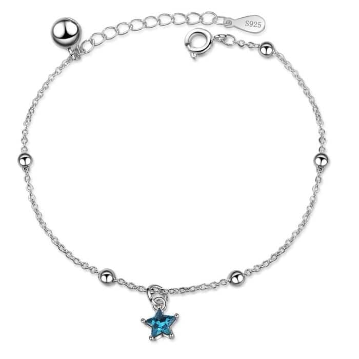 Bracelet argent plaqué étoile bleue