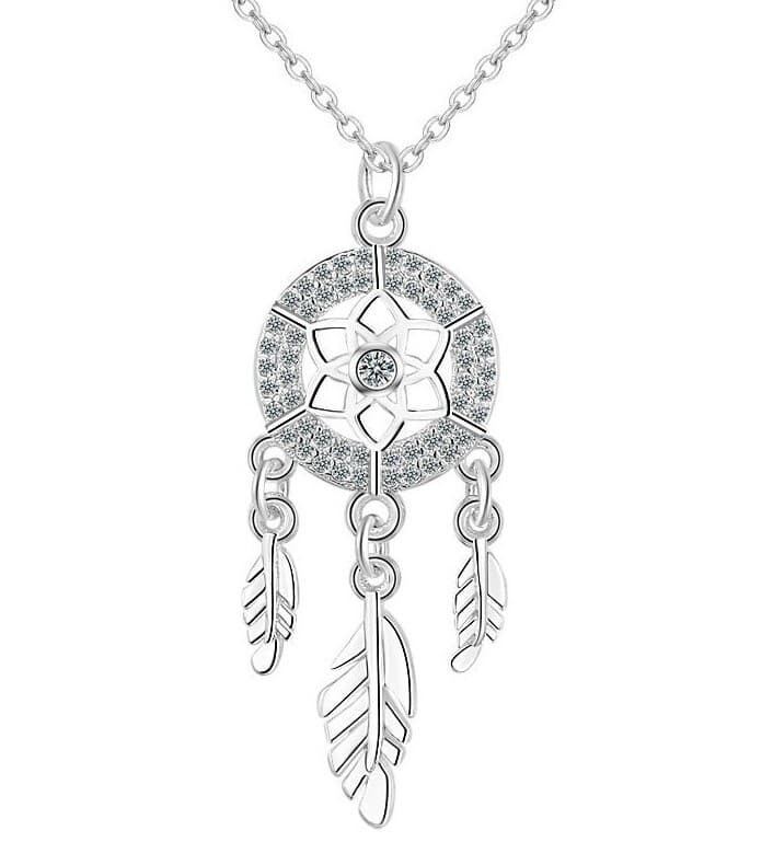 Pendentif attrape rêves en argent plaqué
