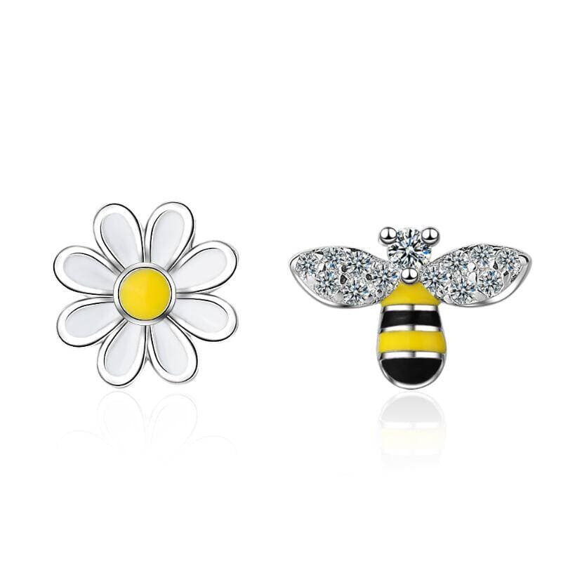 Clous d'oreilles abeille et fleur