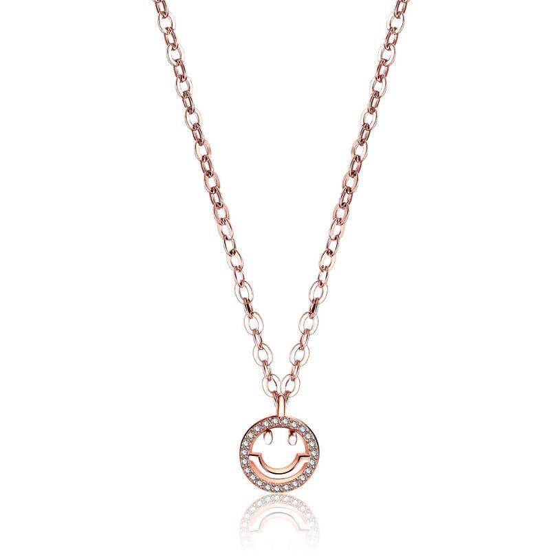 Collier "happy smiley" couleur or rose