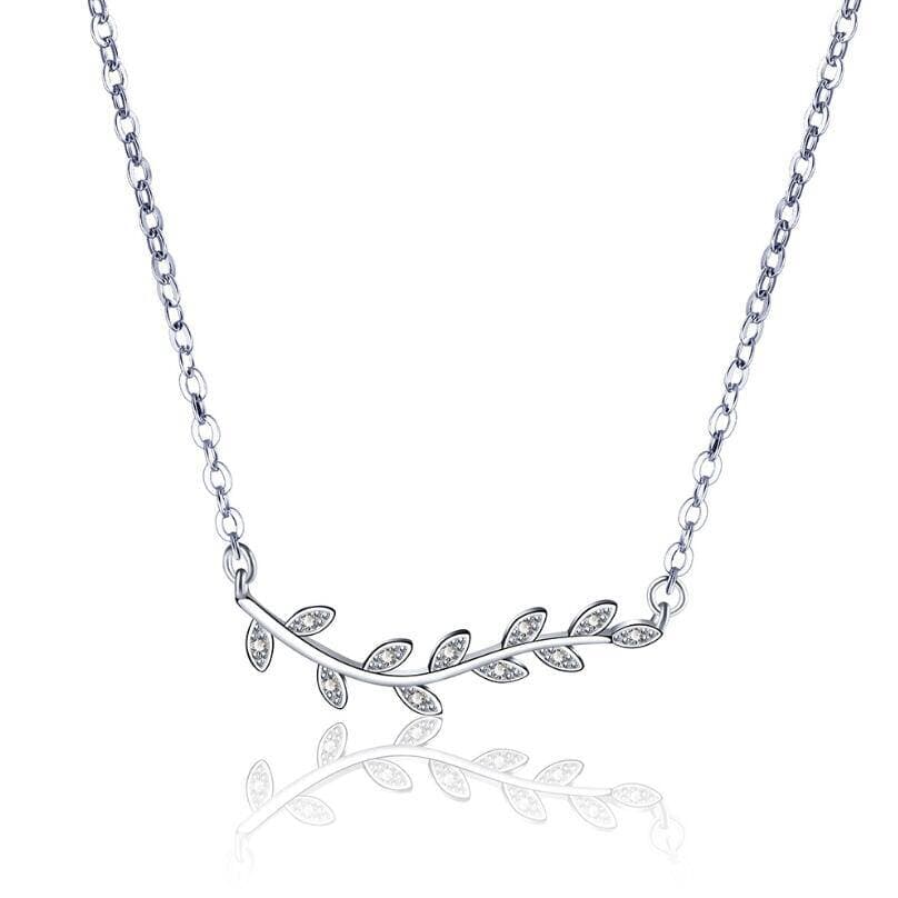 Collier branche de laurier en argent