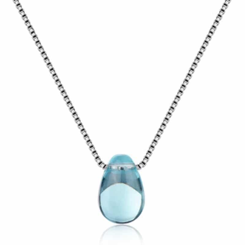 Collier goutte d'eau bleu ciel