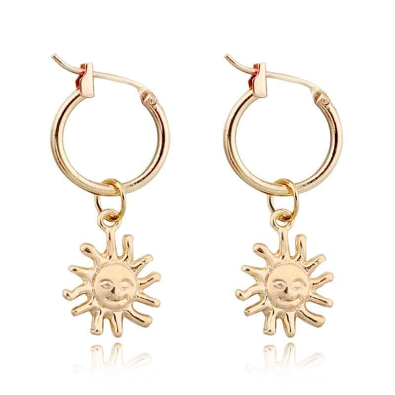 Boucles d'oreilles dorées soleil