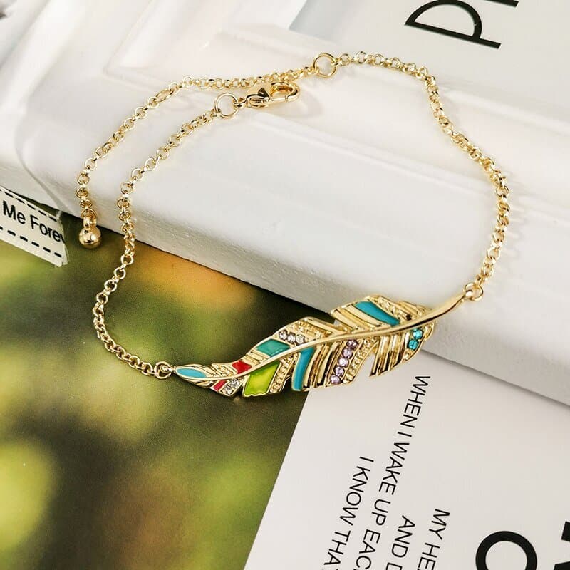 Bracelet feuille - jaune