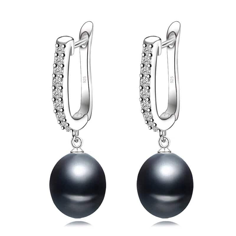 Dormeuses élégantes et perle noire