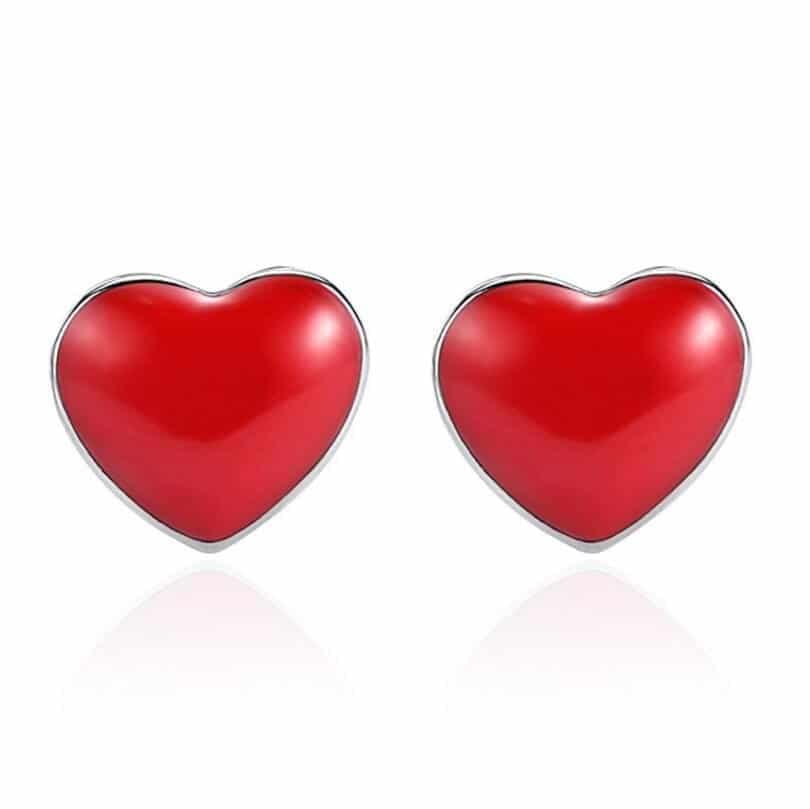 Boucles d'oreilles coeur rouge