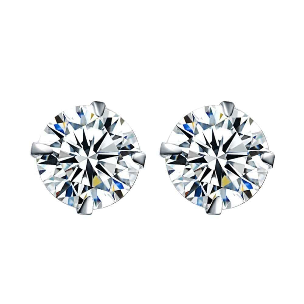Clous d'oreilles argent cristaux blancs