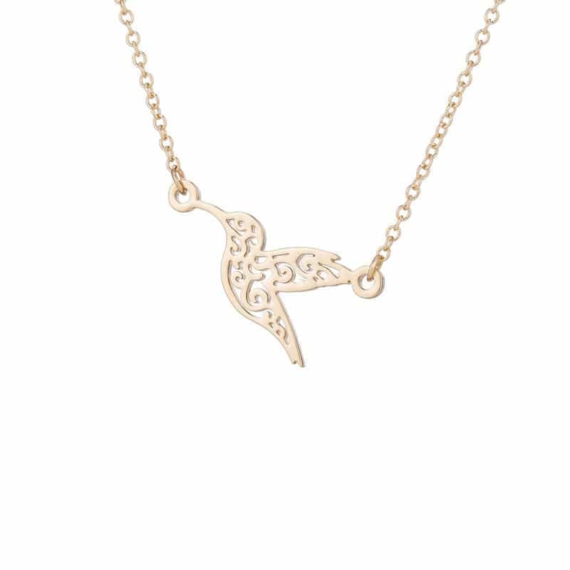 Collier colibri doré acier inoxydable