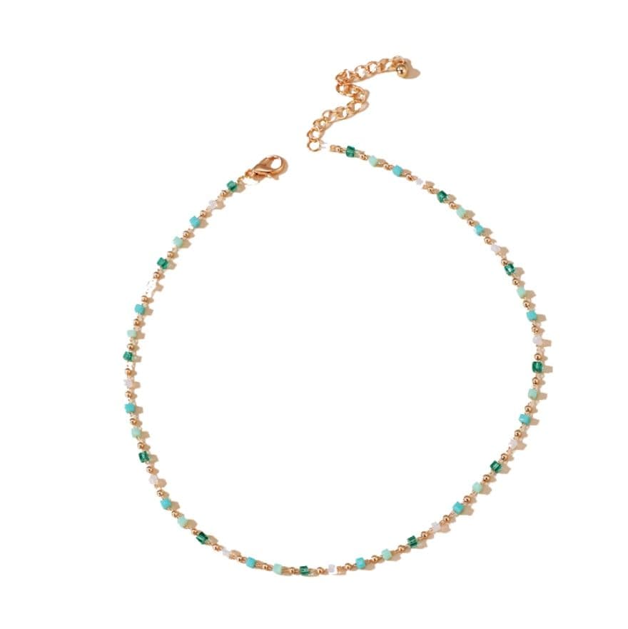 Collier fantaisie doré et pierres turquoise