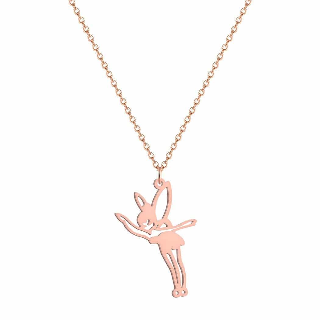 Pendentif fée doré rose