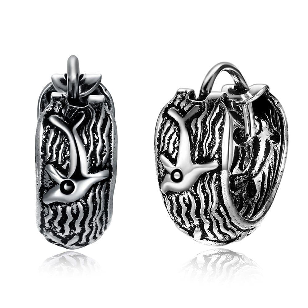 Boucles d'oreilles petites créoles dauphin argent vieilli