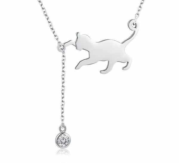Collier chat en argent massif