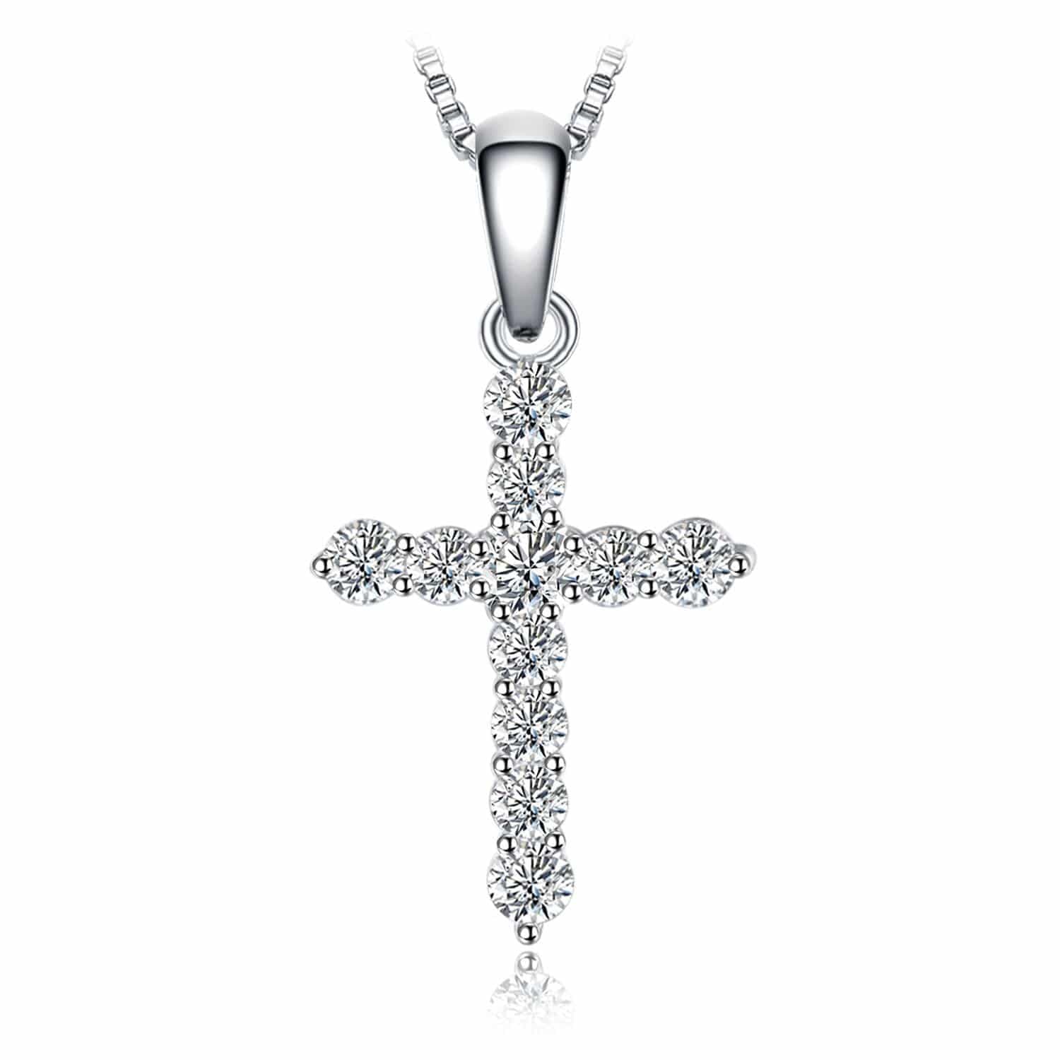 Pendentif petite croix argent et cristaux