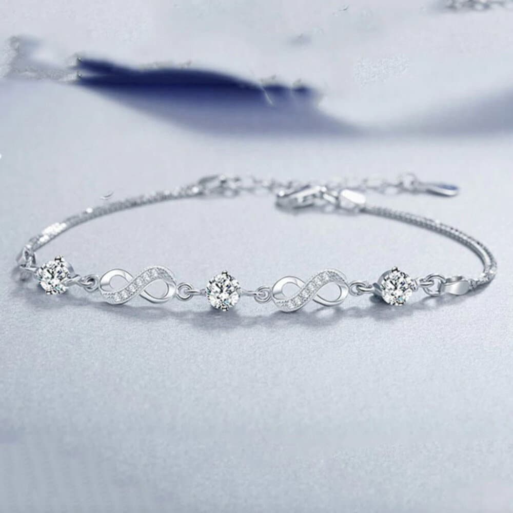 Bracelet infini et cristaux - blanc