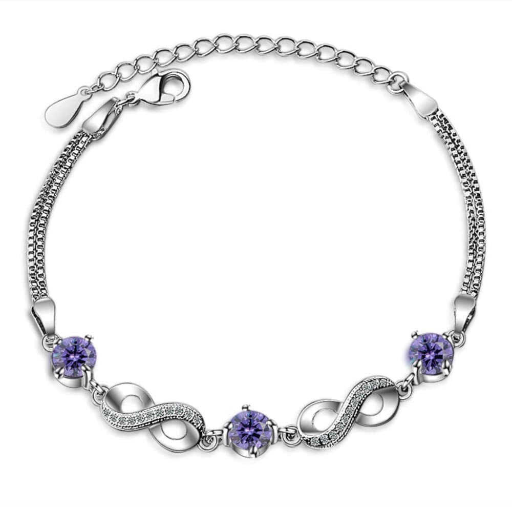 Bracelet infini et cristaux - violet
