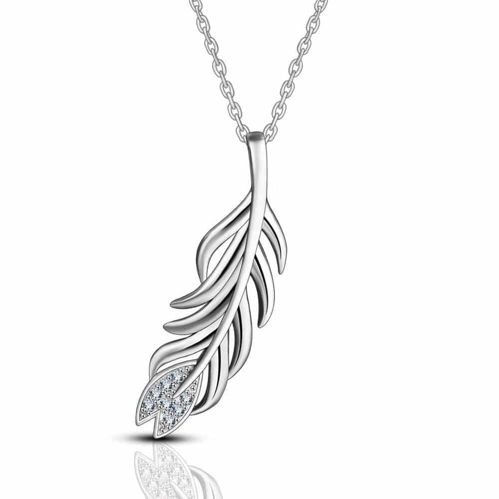 Pendentif plume argent massif