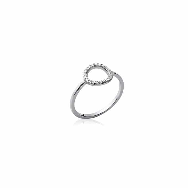 Bague cercle serti argent rhodié - 50