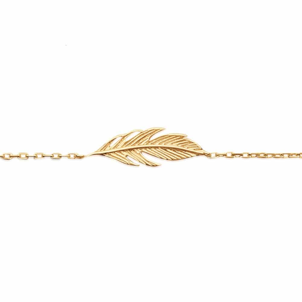 Bracelet plume plaqué or