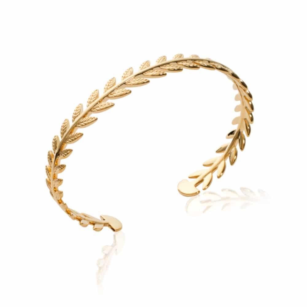 Bracelet jonc laurier plaqué or