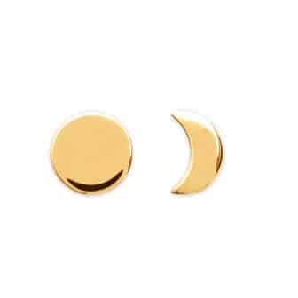 Boucles d'oreilles clous soleil et lune plaqué or
