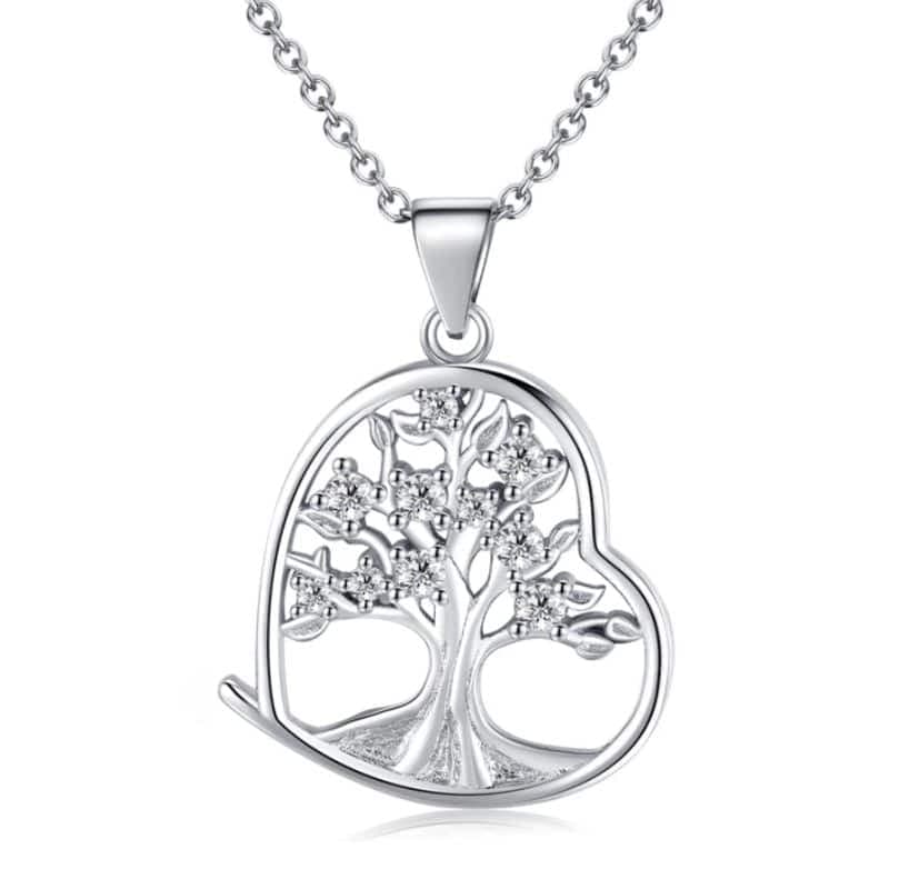 Pendentif arbre de vie dans un coeur avec chaîne