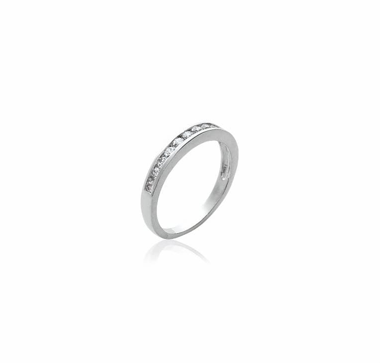 Bague fine alliance zircons argent rhodié - 50